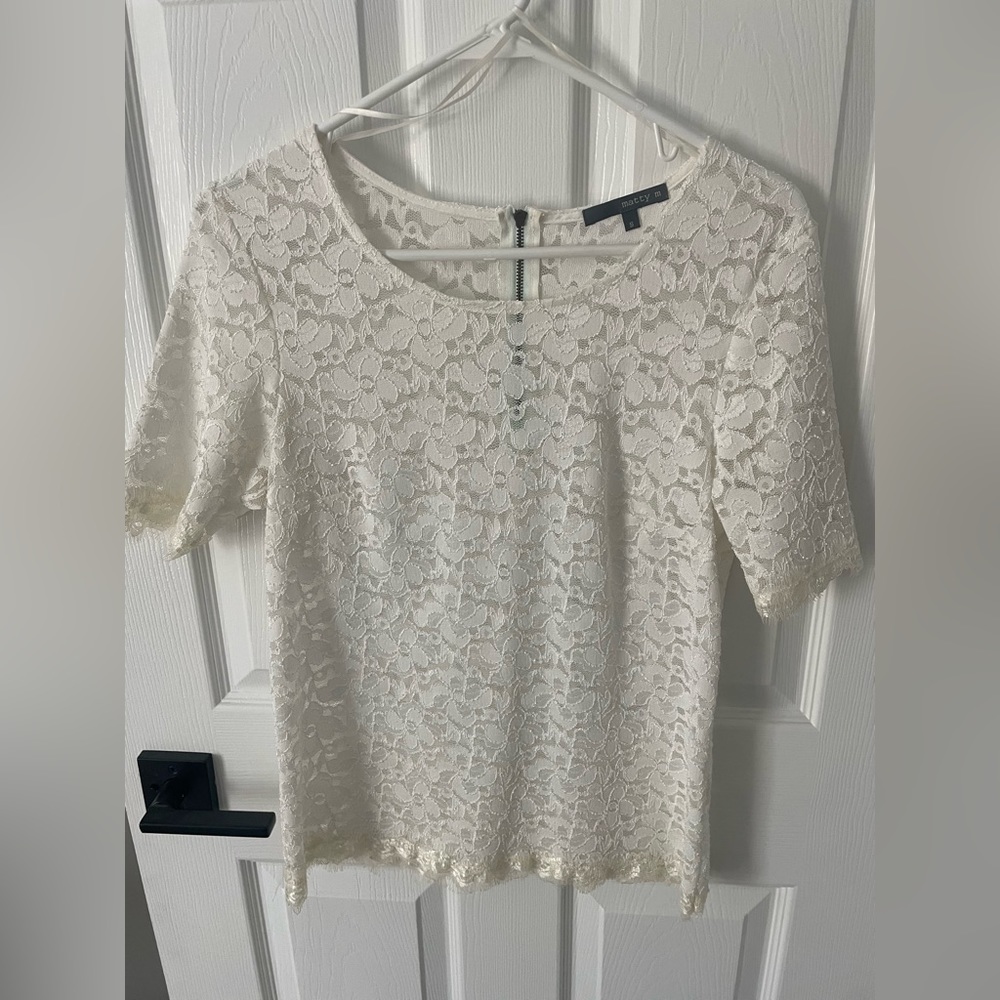White lace short sleeve top by Matty M